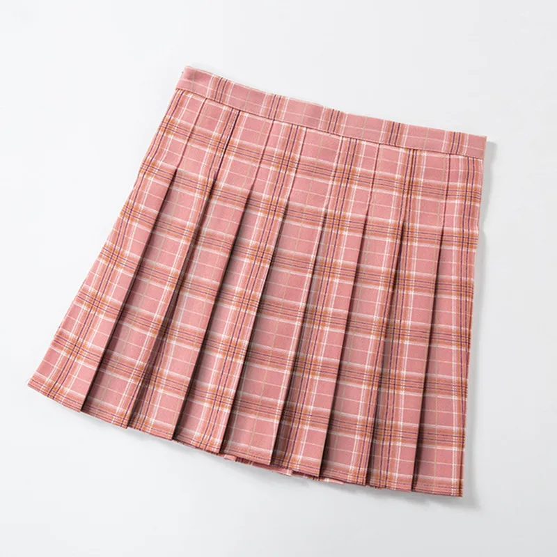 DAYIFUN-College Style Pleated Skirts for Girl Plaid Patchwork Design Short Dress High Waist A-line Oversized Skirt Spring Summer