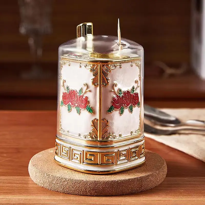 Creative retro press type toothpick holder, fashionable toothpick box, luxurious restaurant, hotel, household toothpick holder,