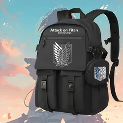 30×45×12cm Black Blue Grey, Attack On Titan, Shingeki no kyojin, Student Kids Teens School Bags, Anime Backpacks Girls Boys