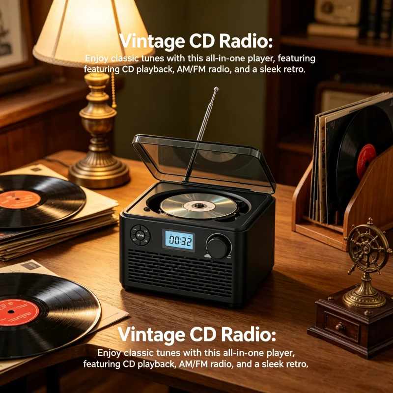 

Portable CD Player with Bluetooth 6 in 1 Music Player with FM Radio USB TF Card Playback