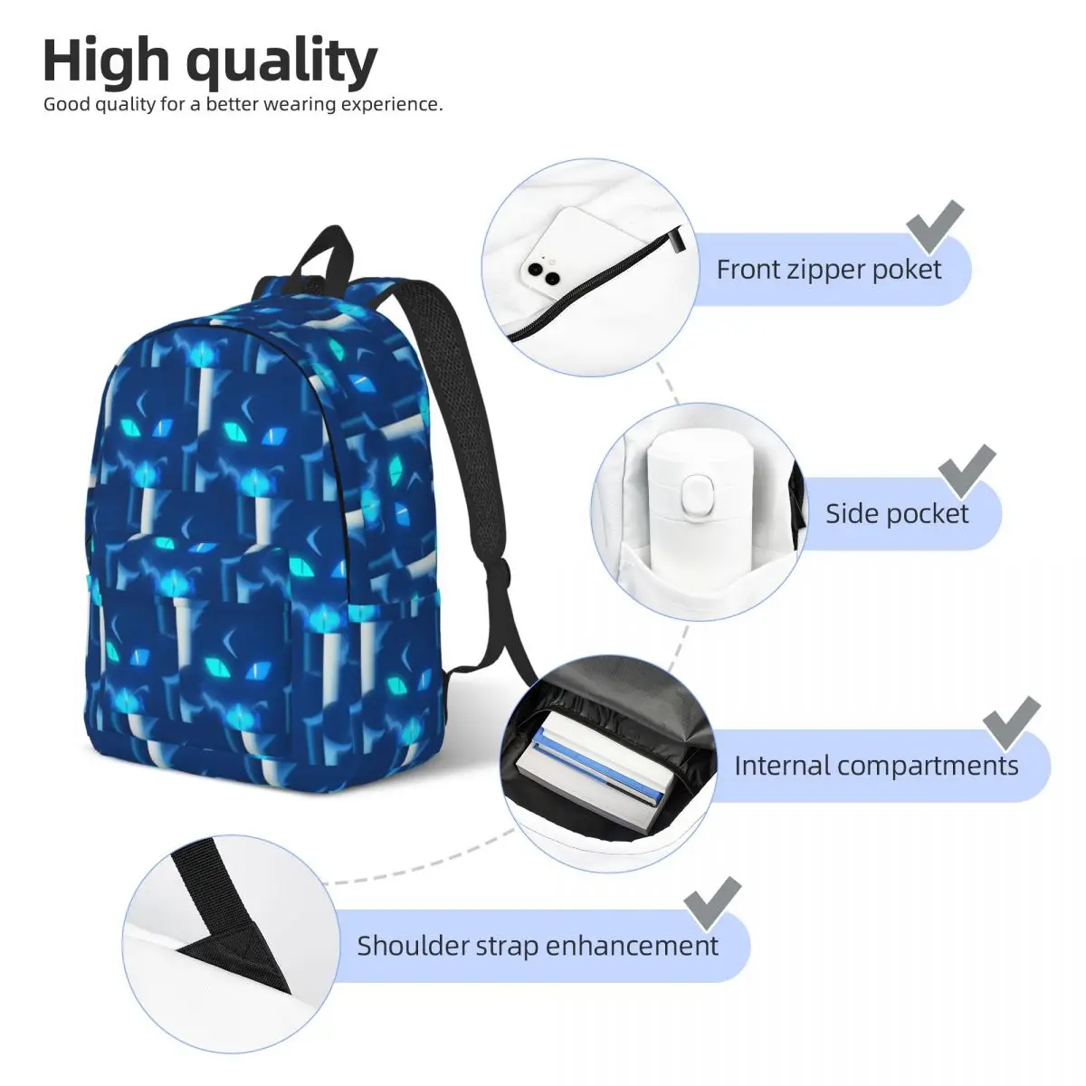 Shadow Milk Cookie Run Kingdom Cute Cartoon Anime Student Backpack School Bag Hiking Travel Daypack for Bookbag Shoulder Bags