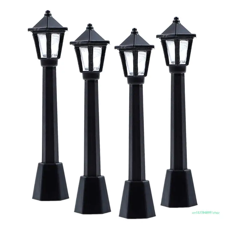 4pcs Model Railway Train Lamp Post Street Lights Lantern Post for DIY Dollhouse