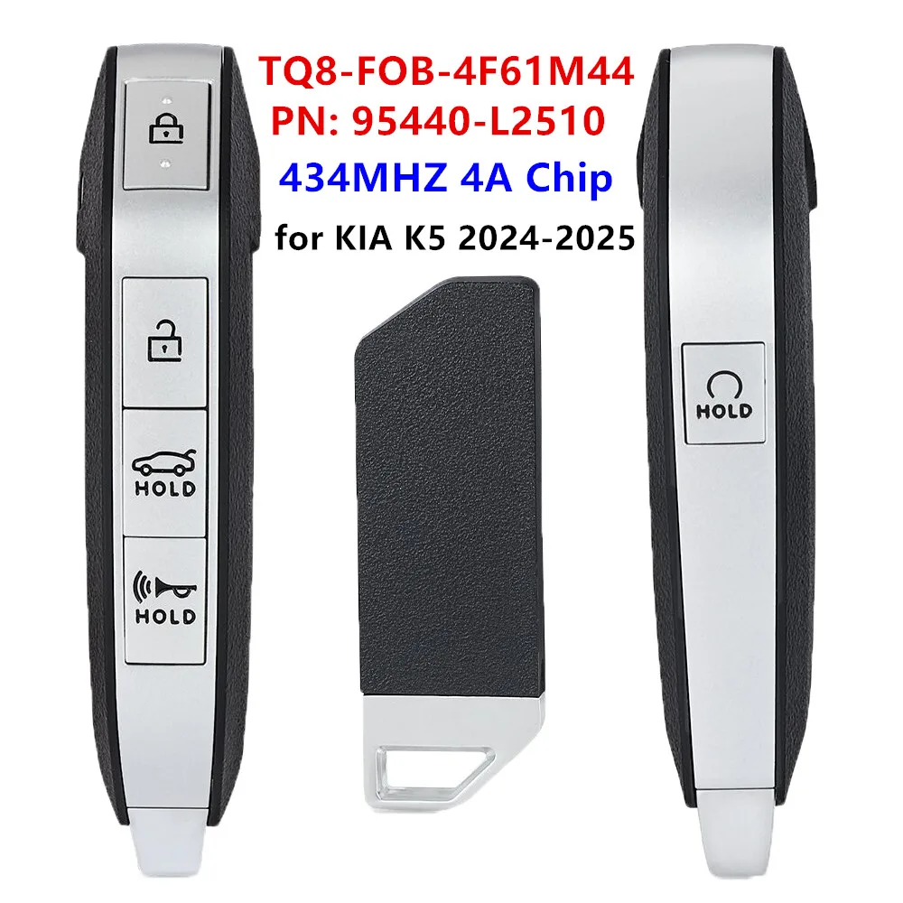 

Сменный смарт-брелок KEYECU с 5 кнопками, 433 МГц, 4A, чип для Kia K5 2024-2025, артикул: 95440-L2510