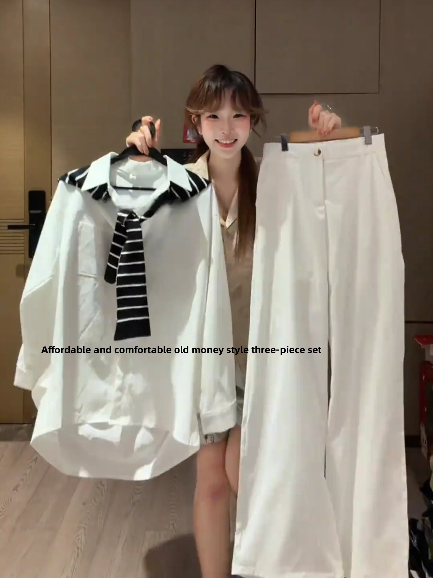 

Spring 2026 Women's Casual White Shirt Classic Preppy Style College Fashion Anti-Aging Lazy Fashion Elegant Stripe Pattern