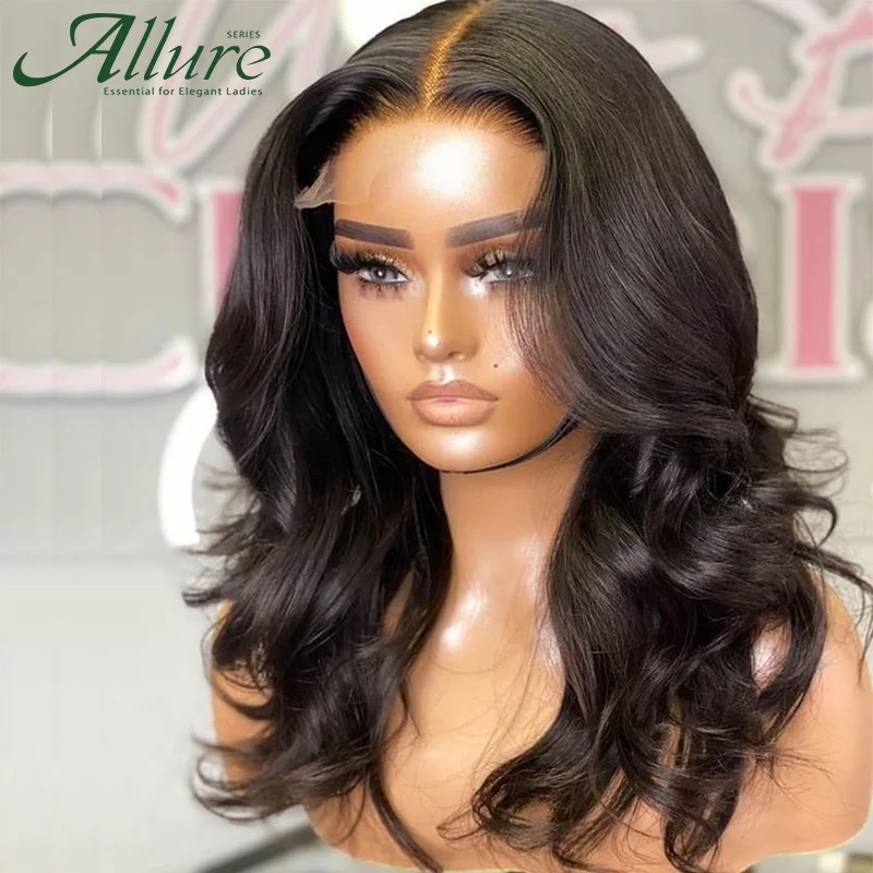 Body Wave Lace Front Human Hair Wigs Transparent Lace Wavy Wigs Pre Plucked T Part Lace Wig Brazilian Body Wave Lace Wig Allure