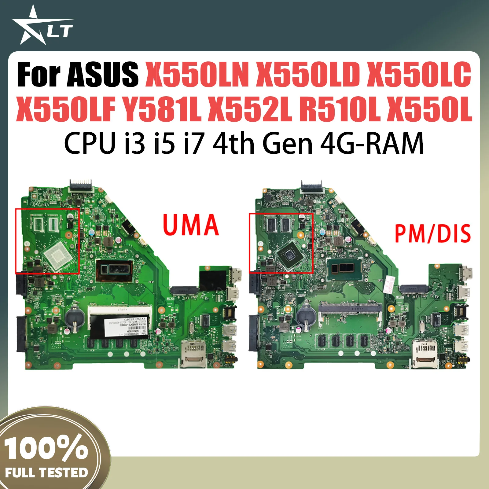 X550LD Mainboard For ASUS X550LN X550LC X550LF Y581L X552L R510L X550L X550LA Laptop Motherboard CPU i3 i5 i7 4th Gen 4G-RAM