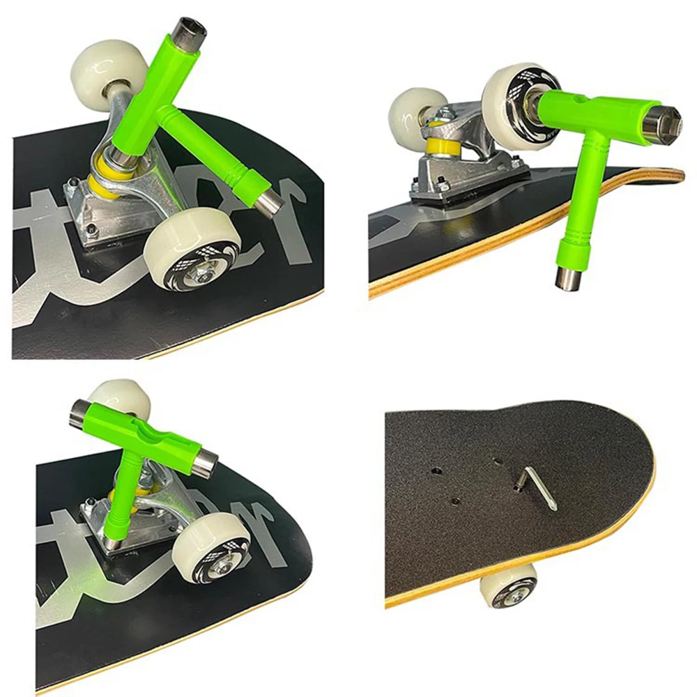 Skate Tools Multi-Function Portable Skateboard T Shape Accessory with Allen Key Phillips Head Wrench Screwdriver Tools Parts