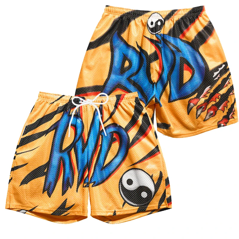 

2025 Summer New Retro RVD Tiger Bone Drawstring Wrestling Shorts Casual Vacation Beach Daily Life Adult Motorcycle Quick Drying