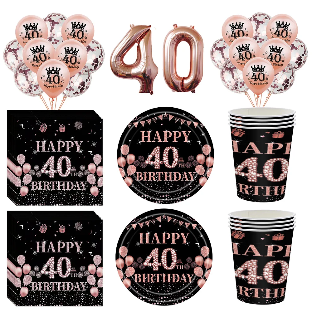 40e anniversaire fête plaque tasse serviette nappe numéro ballon décoration femmes 40 ans fête d'anniversaire décoration chiffre ballon