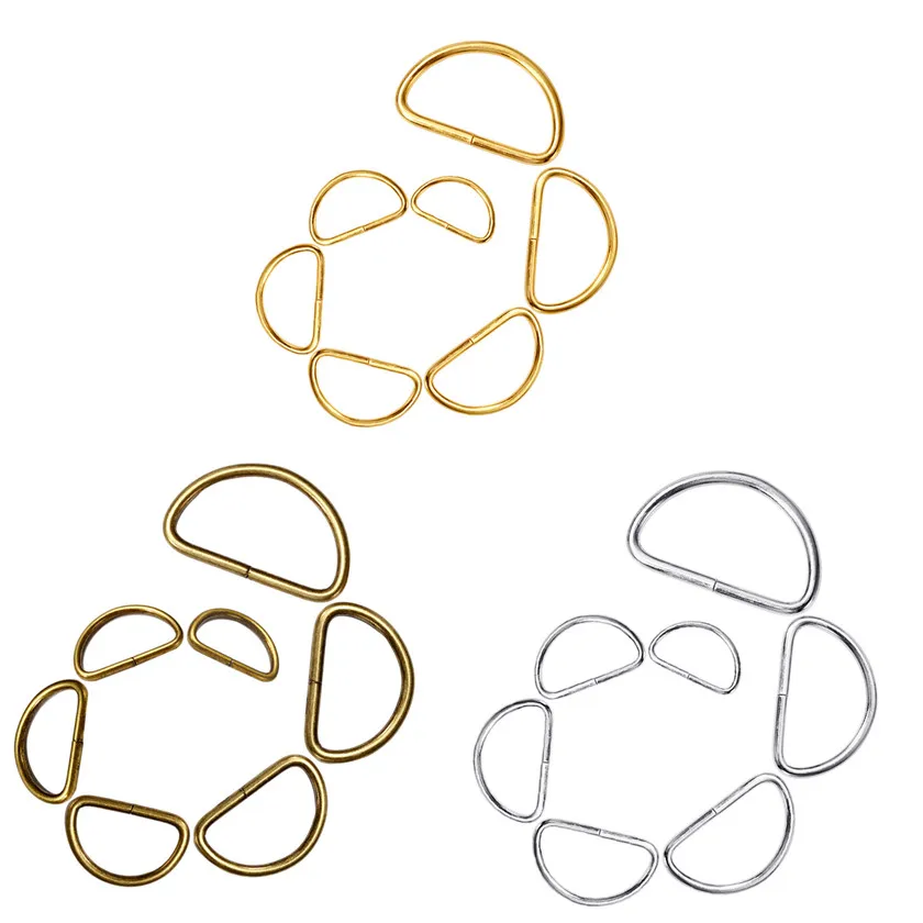 20pcs/pack Metal  Thickened Leather Hand Bag Backpack Purse Strap Belt Dog Collar Chain Web Semi D Ring Buckle Clasp DIY