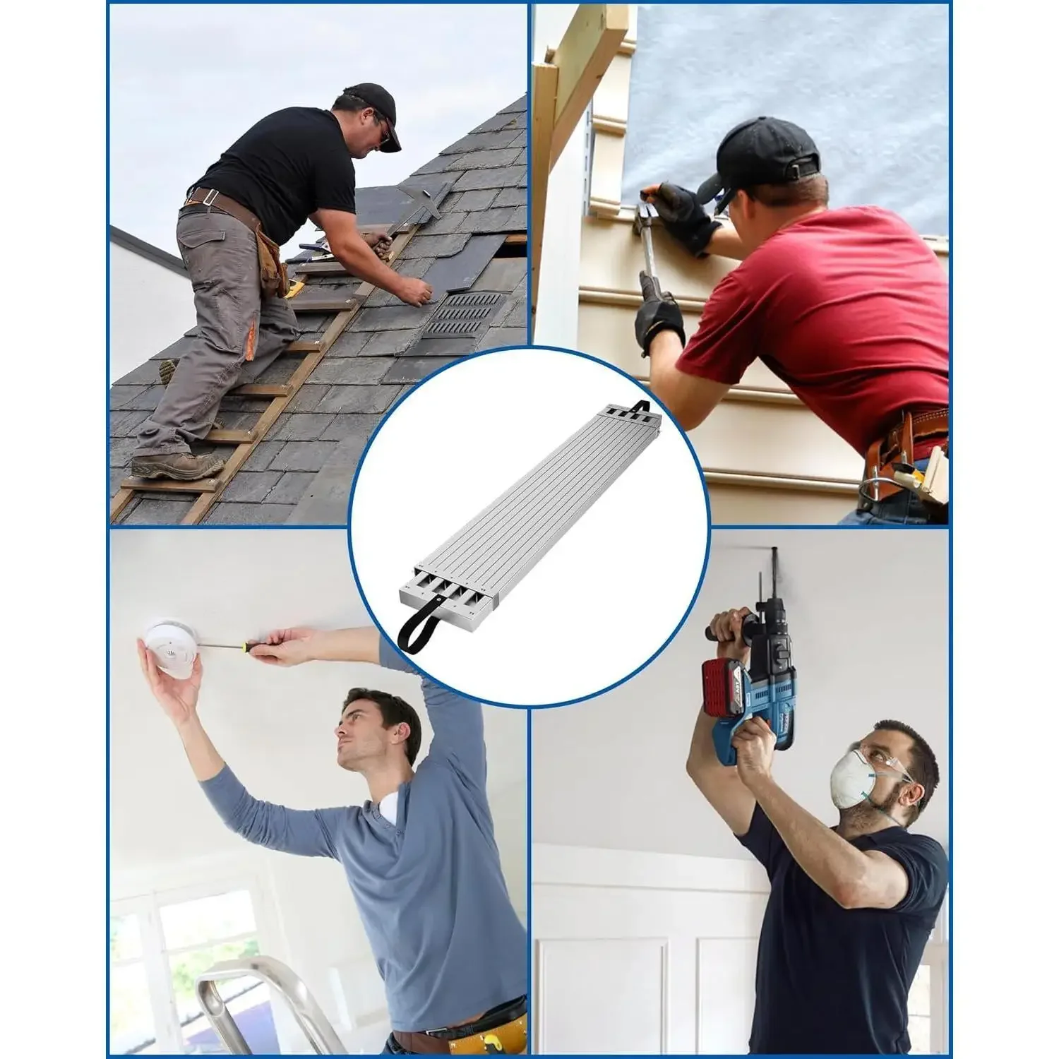 W_Aluminum Work Plank, 9-15ft Telescoping Plank, 440lbs Capacity Aluminum Extension Boards, Aluminum Scaffoldi