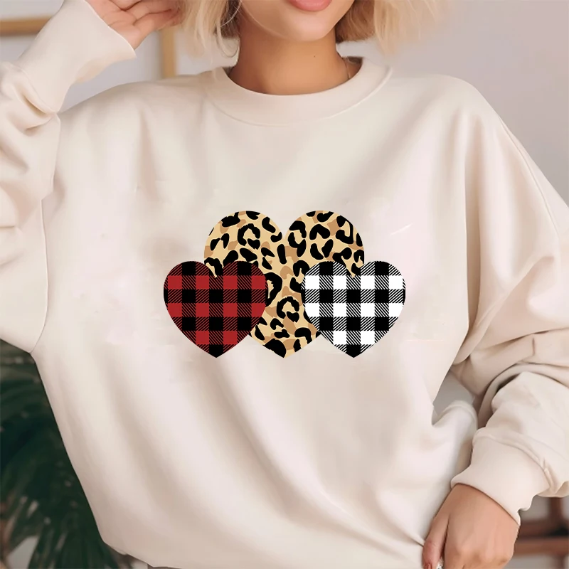 DTF Love Design Fashion Transfer Stitcker T Shirts Hooding Iron On Clothing Heat Print Patch Appliqued Jacket Fashion Leopard