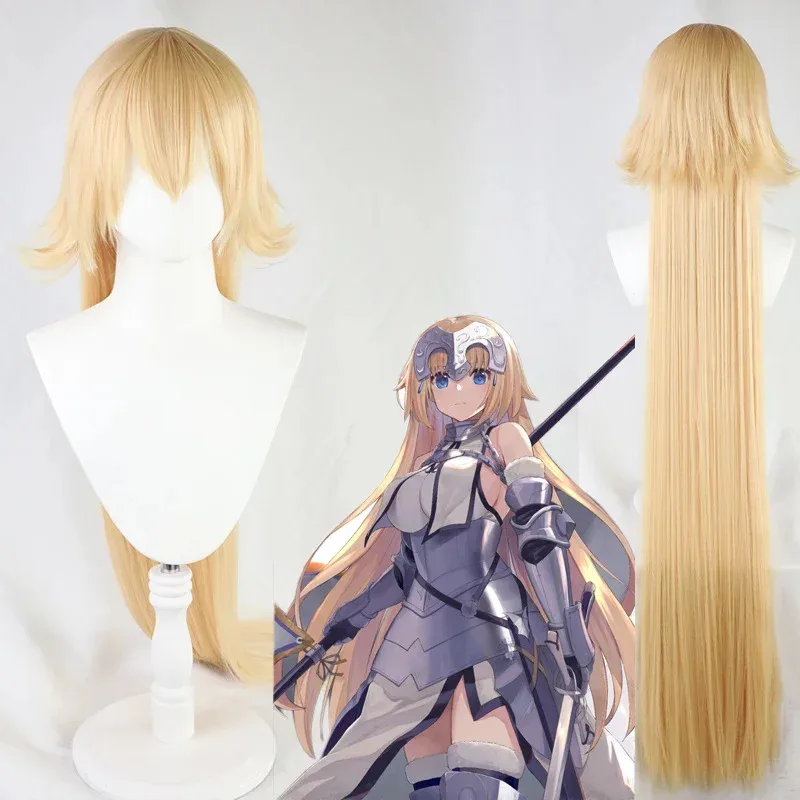 ジャンヌ・ダルクウィッグ-グランドオーダーfgoルーラーロングブロンド編み込みウィッグフェイトアポクリファコスプレ合成毛ハロウィンコスチューム用-3。
