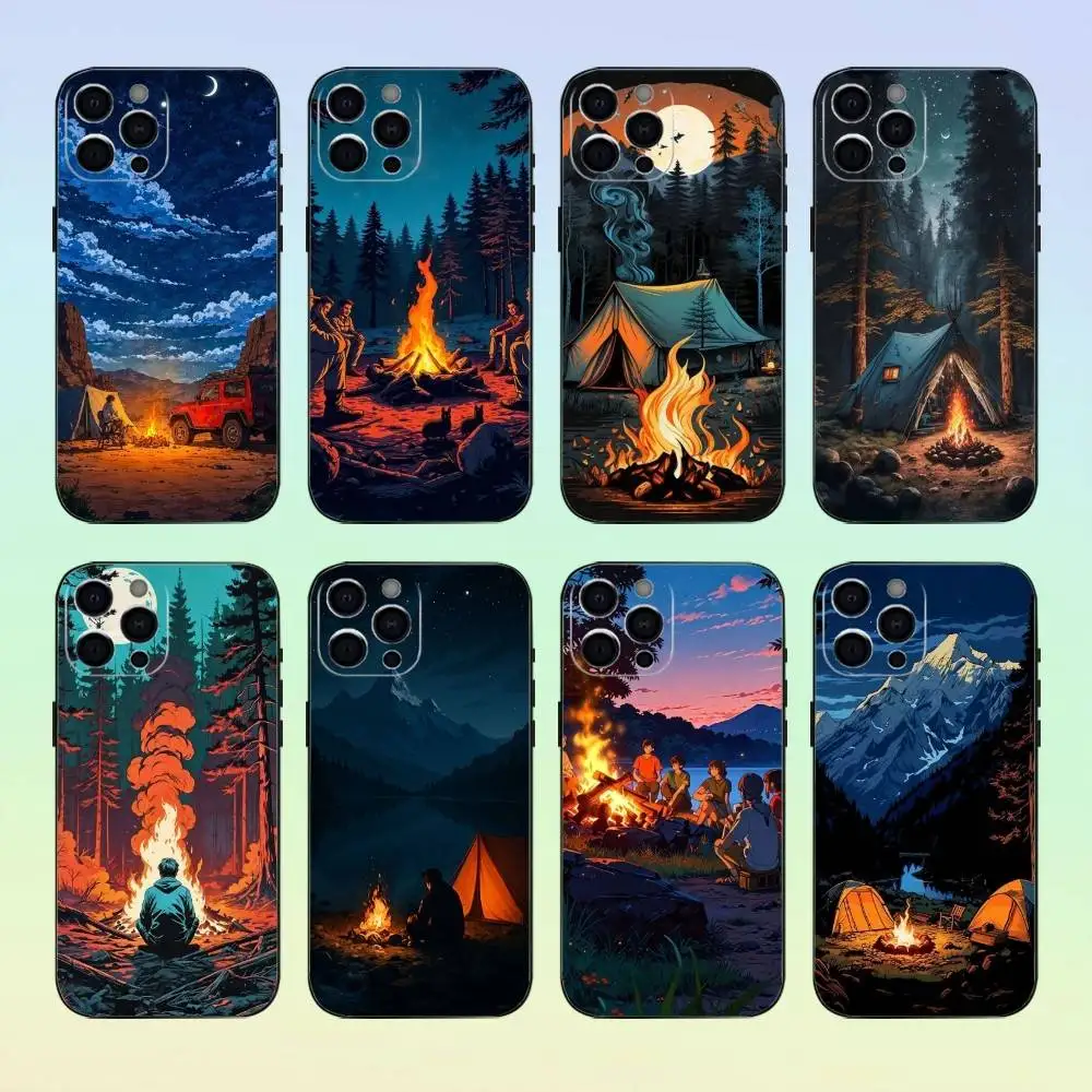 Etui na telefon do użytku na zewnątrz, na kempingu, do iPhone'a 17, 16, 15, 14, 13, 12, 11, miękki silikonowy czarny pokrowiec