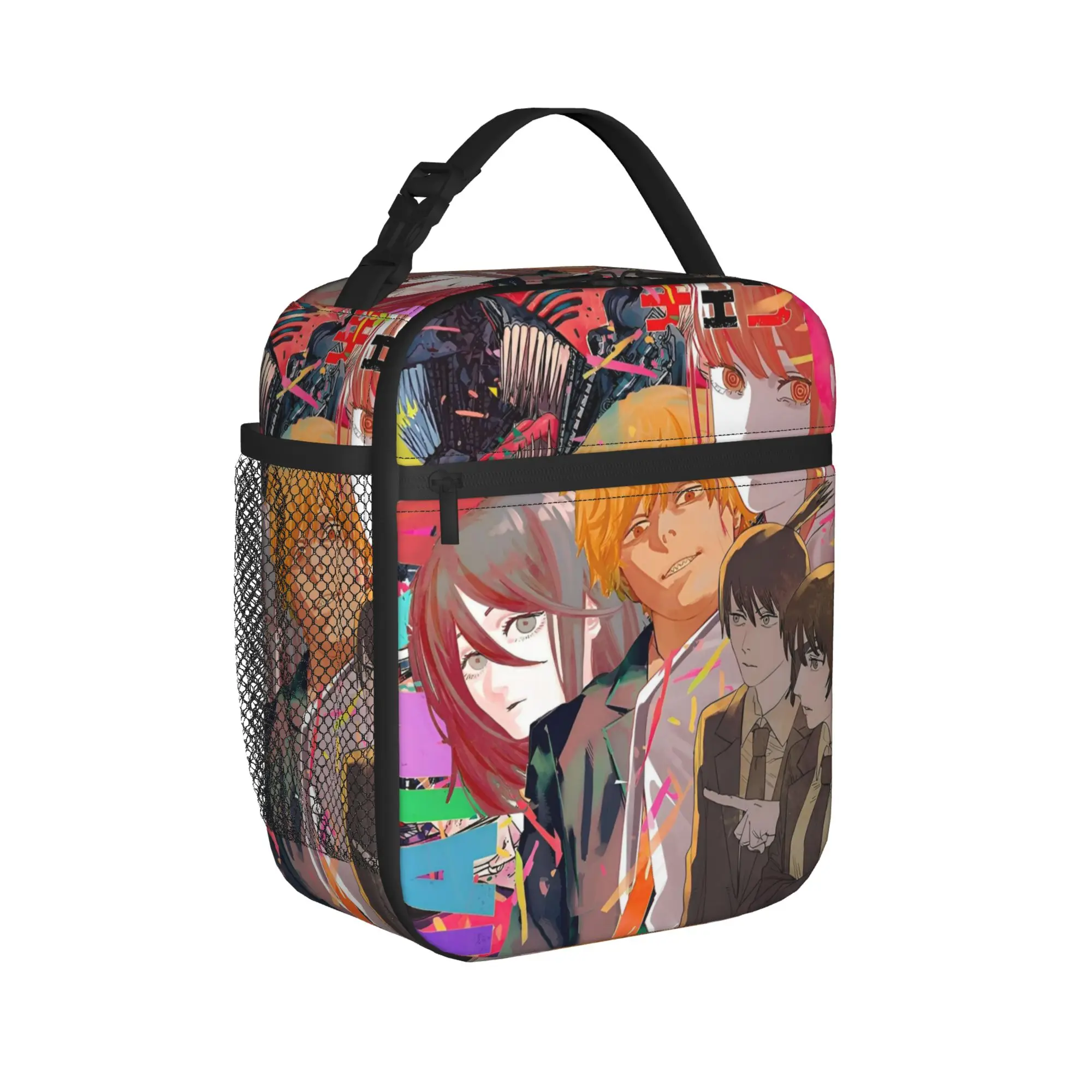 C-Chainsaws Man Reze Insulated Lunch Bags Cooler Bag Reusable,Meal Container Makima Power Large Tote Lunch Box Food Bag