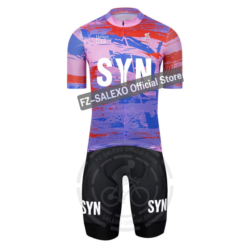 

SYN Men's Skinsuit Short Sleeve Triathlon Suit Bodysuit SHORT Cycling Jersey Summer Bike Clothing Maillot Ropa Ciclismo Hombre