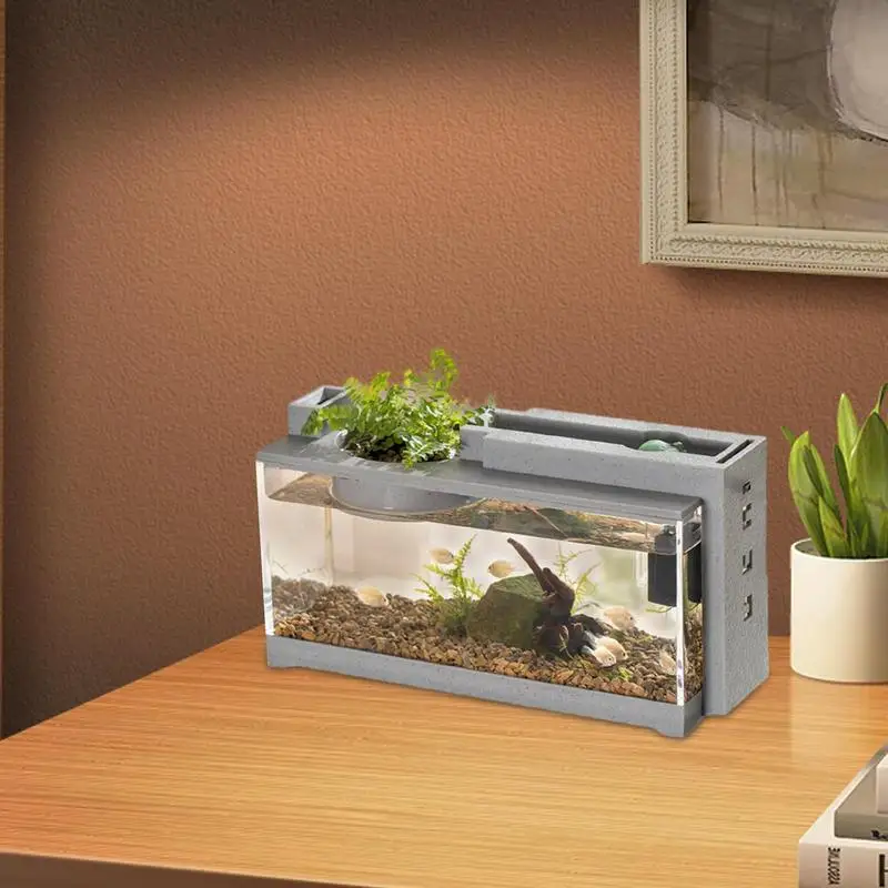 Imagem -04 - Portátil Mini Betta Fish Tank Aquarium com Bomba de Água e Luz Desktop Fish Tank para Turtle Reptile Shrimp Moss Crab Betta Novo