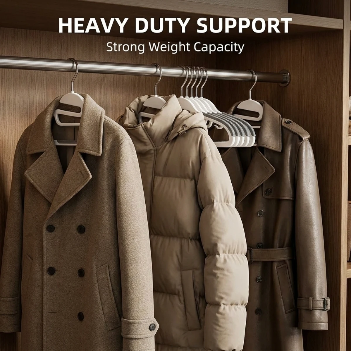 Non-Slip Hangers – Slim & Sturdy, Space-Saving Magic! No Collar Stretch, Built-in Hooks for Camis, Deformation-Free
