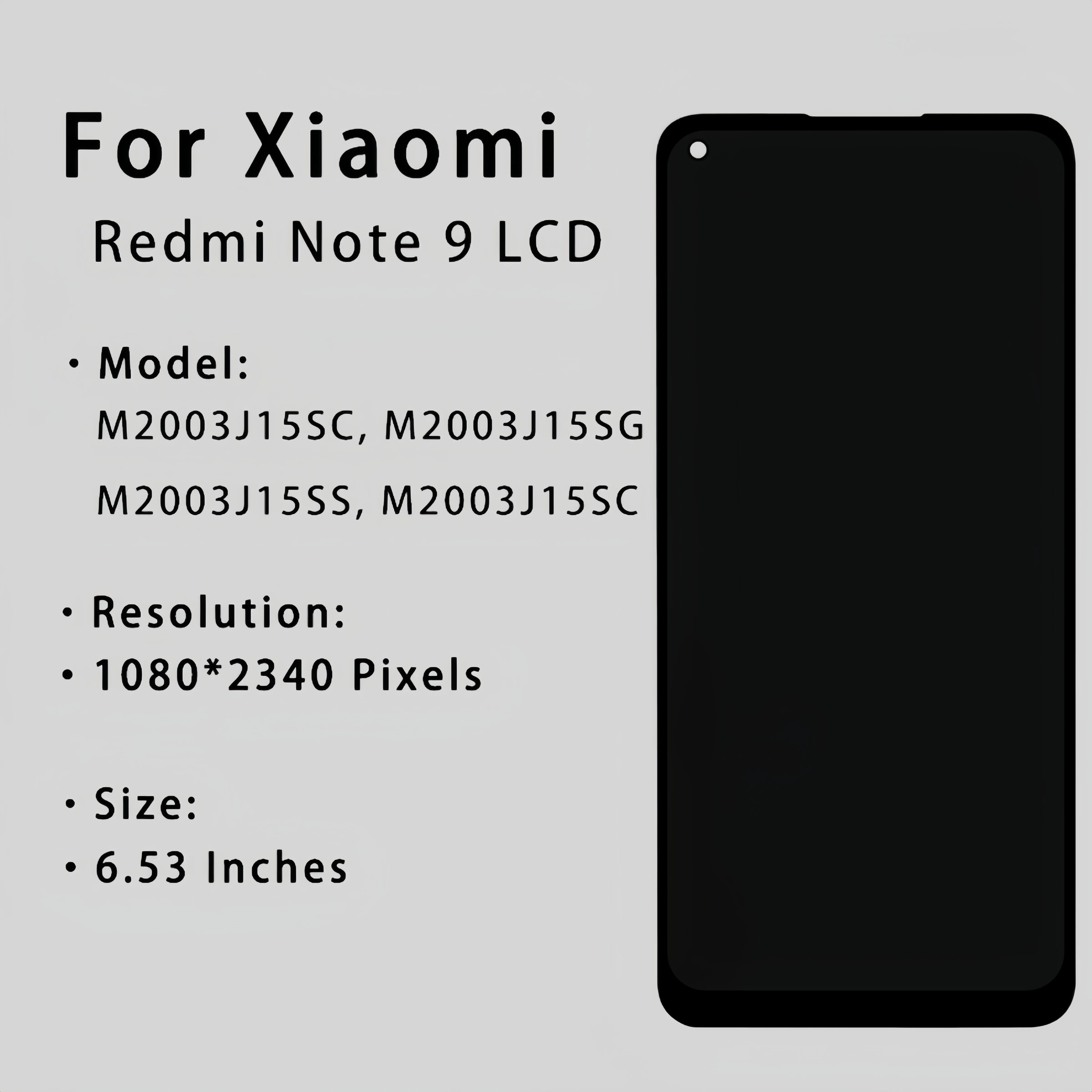 LCD Display Touch Screen Digitizer Assembly Replacement, for Xiaomi Redmi Note 9