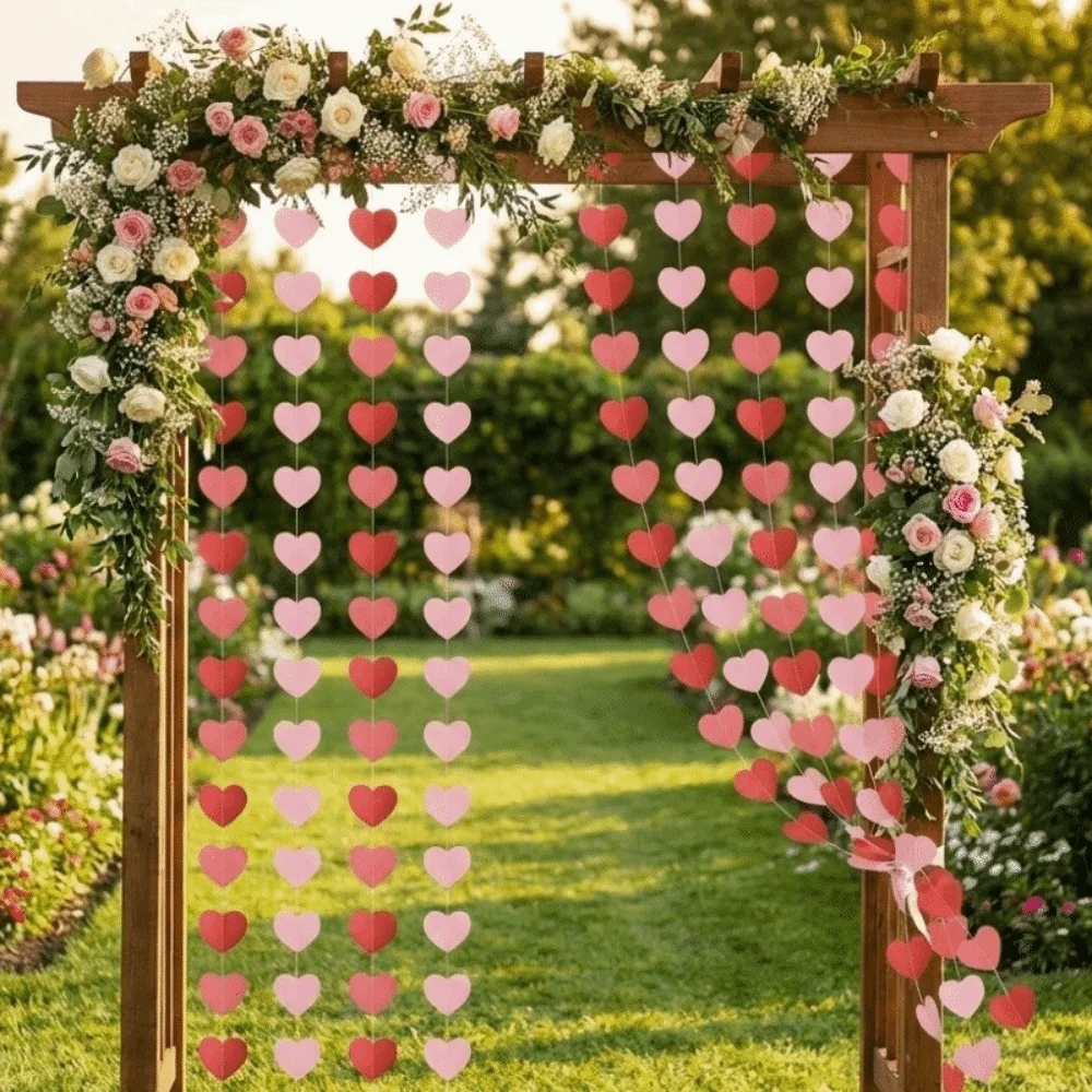 

2m 6.5ft Heart String Romantic Paper Valentines Day Decoration Easy To Install Reusable Wedding Garland Birthday Party