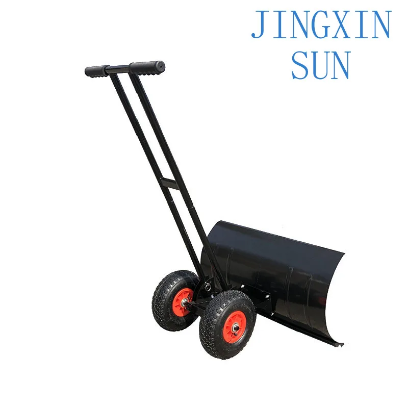Small Snow Shovel for Manual Snow Removal Hand Push Double Rod Wheeled Snow Shovel for Residential Driveway Sidewalk Ice
