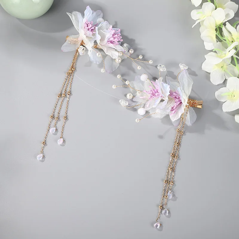 

New Handmade Women's Children's Hanfu Headdress Accessories Antique Step Purple Hairpin Fringed Hairpin Hair Accessories