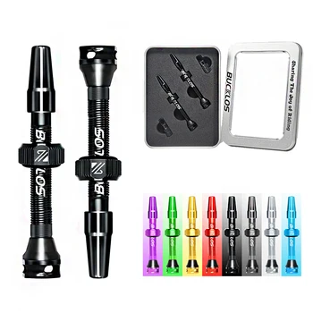 BUCKLOS 40/44/55/60/65/80/100mm Tubeless วาล์วจักรยานอลูมิเนียม Presta หัวนมที่ถอดออกได้ Core Air วาล์วสําหรับ MTB จักรยาน