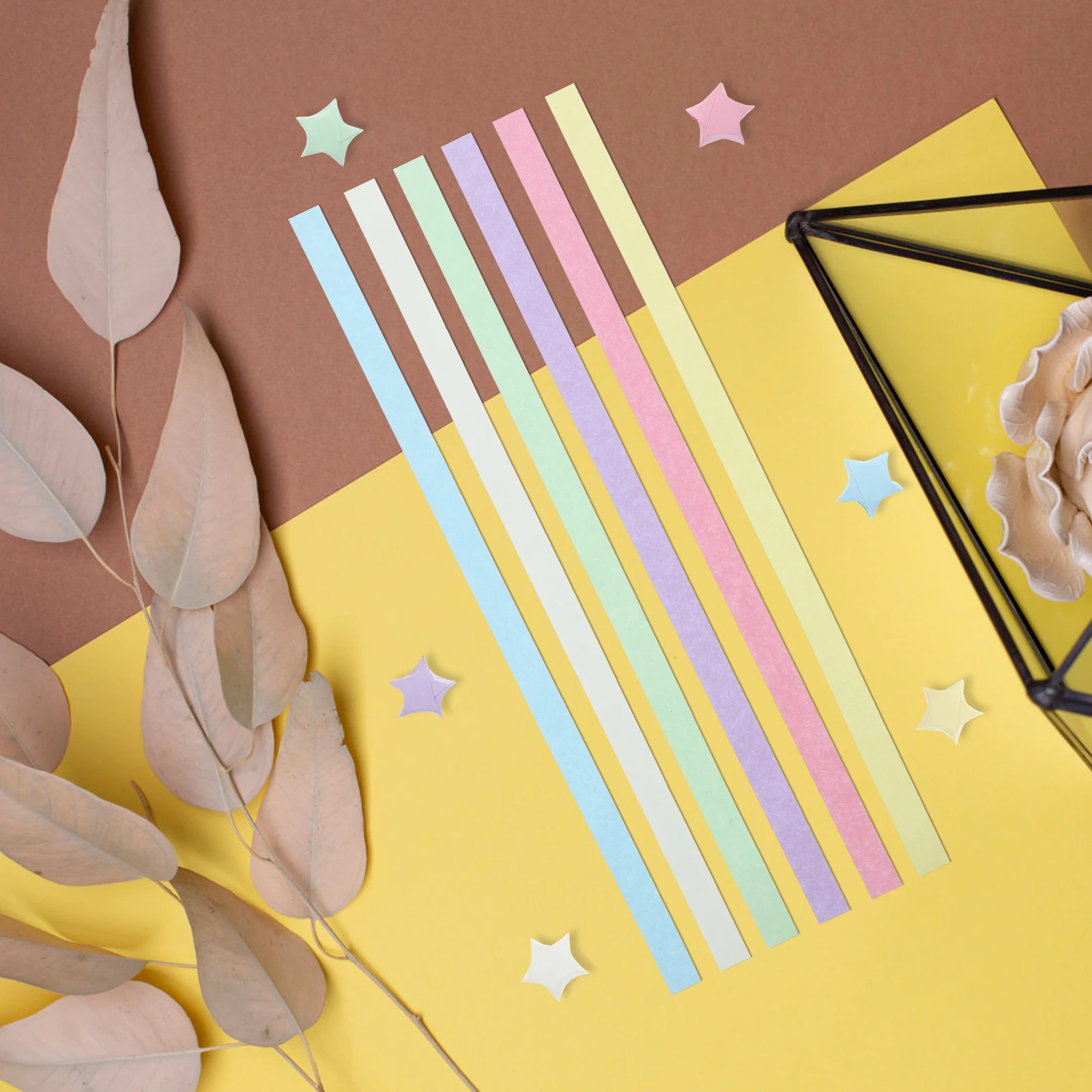 

540pcs Origami Star Paper Colored Craft Glitter Japanese Decorative Lucky Folding Holographic Strips Pastel Rainbow DIY