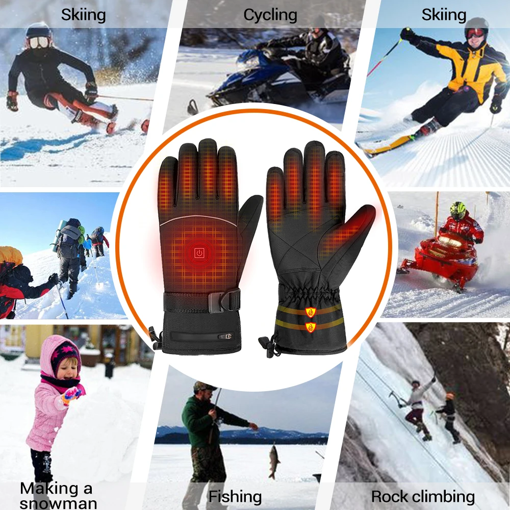 Heated Rechargeable Gloves Electric Heated Gloves Thermal Heat Gloves Winter Warm Skiing Snowboarding Hunting Fishing Cycling