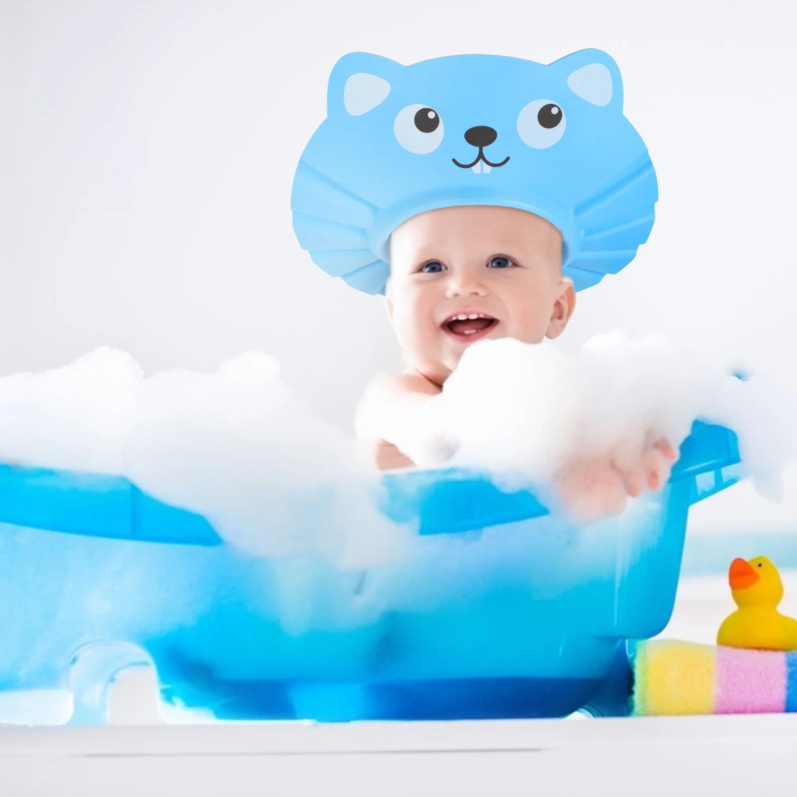 

2pcs Baby Shampoo Cap Kids Bathing Adjustable EVA Blue Pink Less 65cm Head Circumference Shower Caps Children Haircut Baths