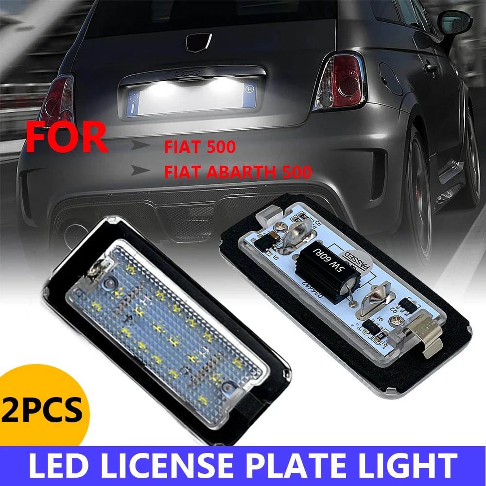 2Pieces Canbus White SMD LED Number License Plate Light For Fiat 500 500C Fiat Abarth 500 500C 2007 2008 2009 2010 2007-2016