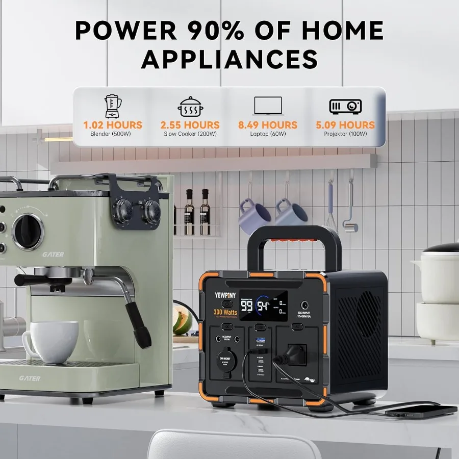 Estación Solar portátil EM300 con batería LiFePO4 de 259Wh 65W USBC PD carga rápida salida de potencia máxima de 600W compatible con AC DC USBA Ou