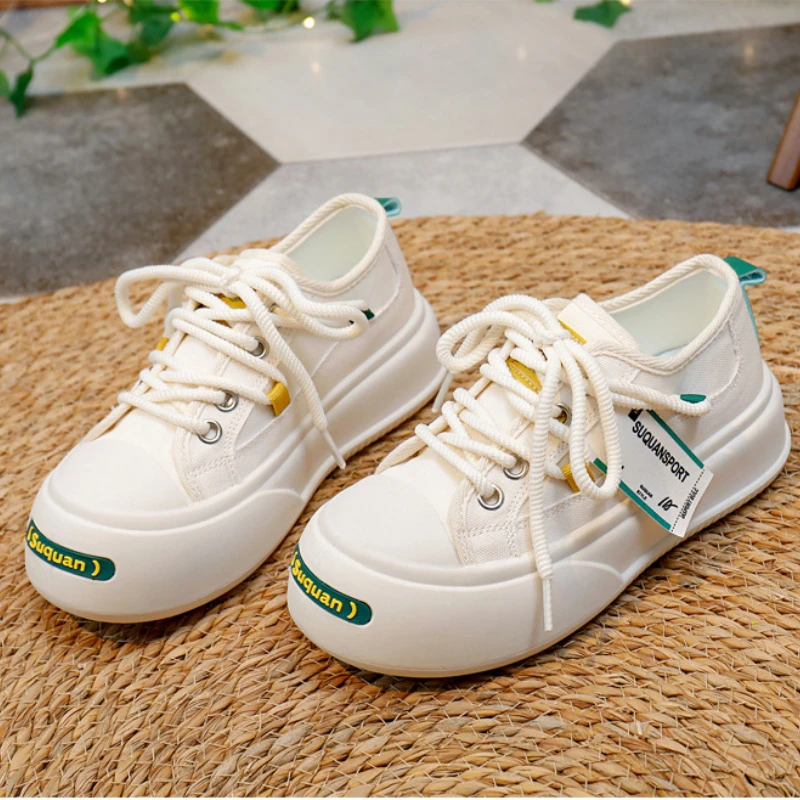 

Spring Casual Sneakers for Women Flats All-Match Round Toe Shoes Clogs Platform Dress Small Shoes New Summer Creepers Rome Shoes