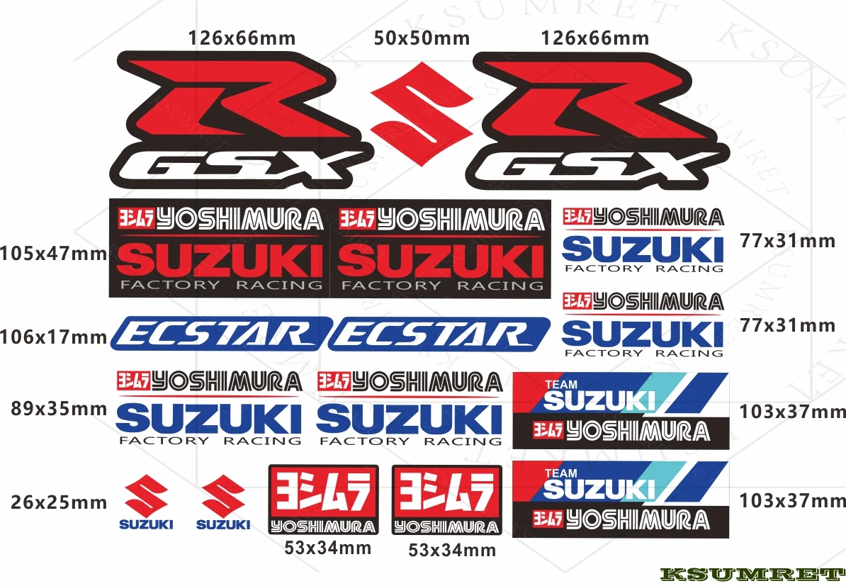 Vinyl Suzuki Sticker Decals Logo Set Helmet Emblem Kit