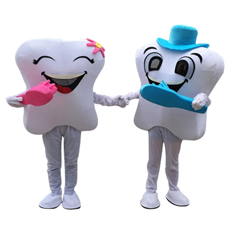 

2024 Cute White Plush Tooth Mascot Costume Fun White Tooth Adult Cosplay Doll Costume Beautiful Cartoon Set Costume Dress Gift
