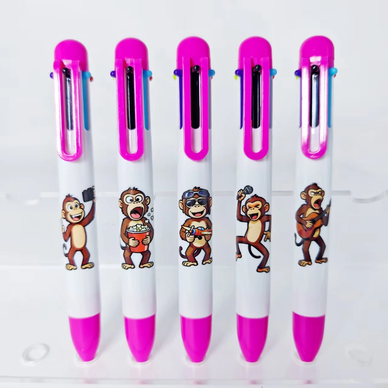 6 قطعة/11 قطعة قرد مضحك متعدد الألوان قلم حبر جاف يومي مكتب طالب تعلم القرطاسية هدية القلم