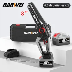 20V Brushless Lithium Battery Garden Outdoor DIY Felling Saw 6/8 inch Home Yard Maintenance Chainsaw