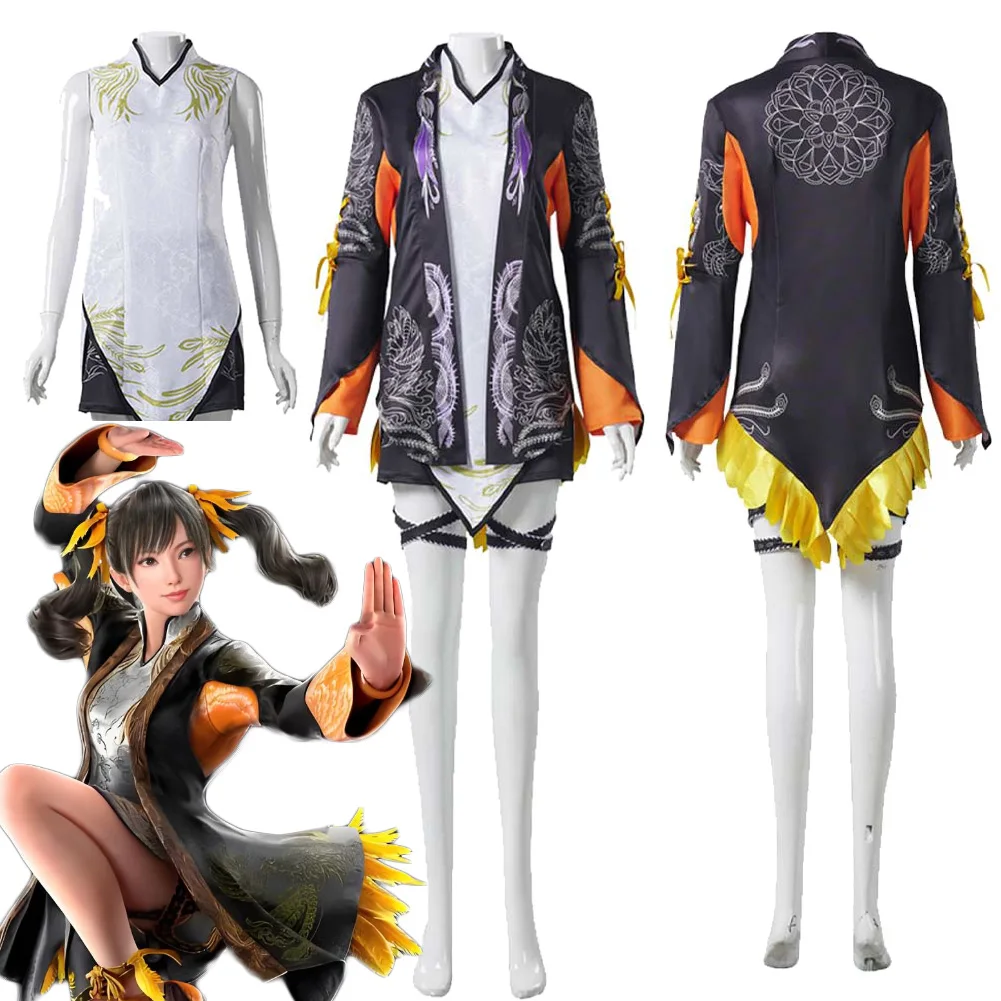 

Костюм для косплея Лин Сяоюй из аниме-игры Tekken 8: черное пальто, одежда для ролевых игр на Хэллоуин, наряды для карнавальных вечеринок, женский взрослый костюм