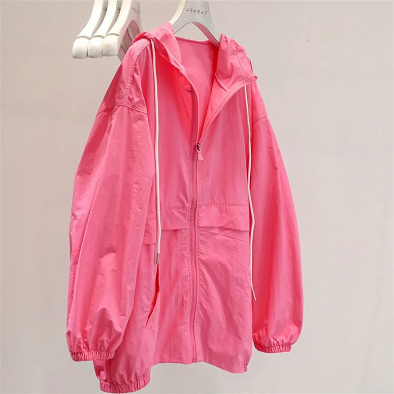 Women Jacket Spring Summer Thin Coat Oversized Women\'s Zipper Hooded Outwear Casual Loose 2024 New Female Sun Protection Clothin