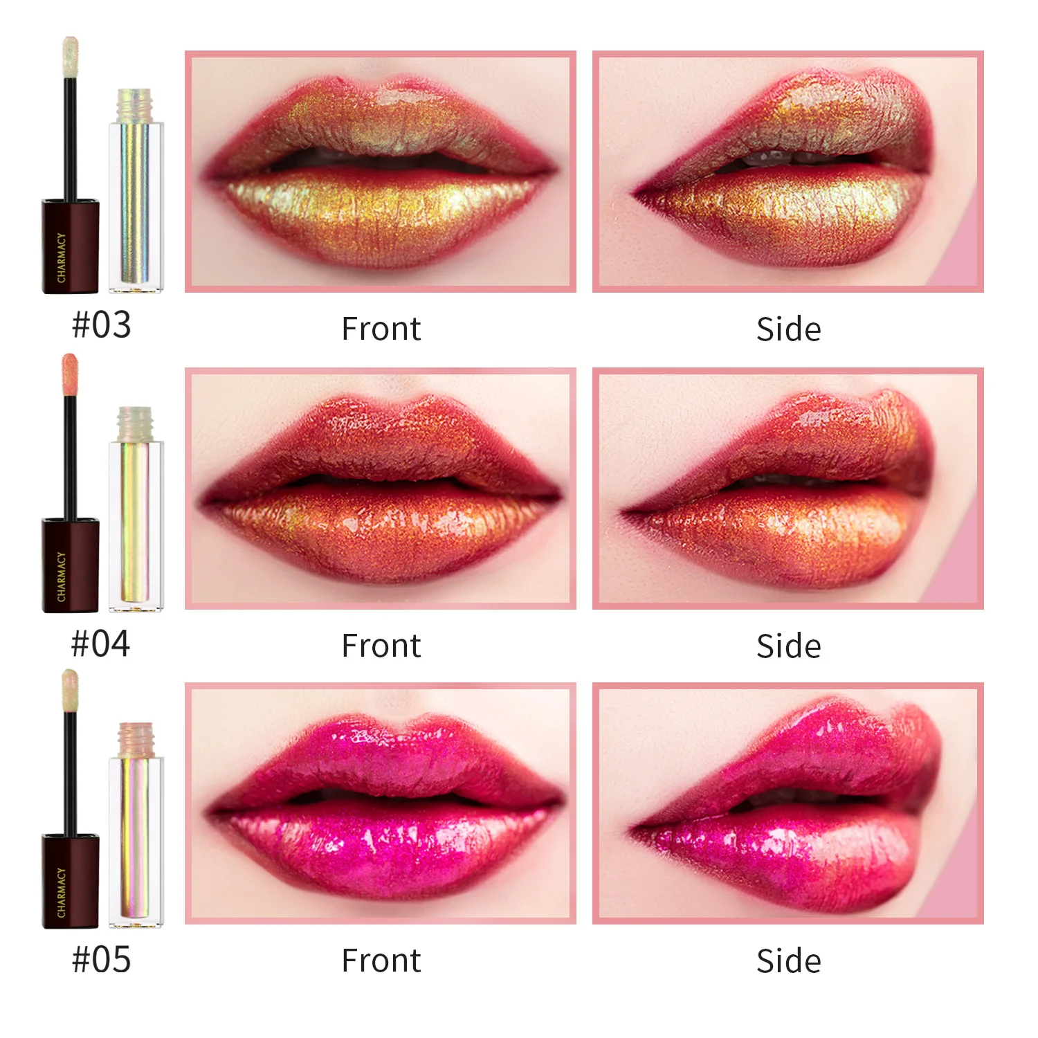 CHARMACY Chameleon Liquid Moisturize Lipgloss Easy to Wear Diamond Shiny Professional Lipstick for Women Makeup Cosmetics