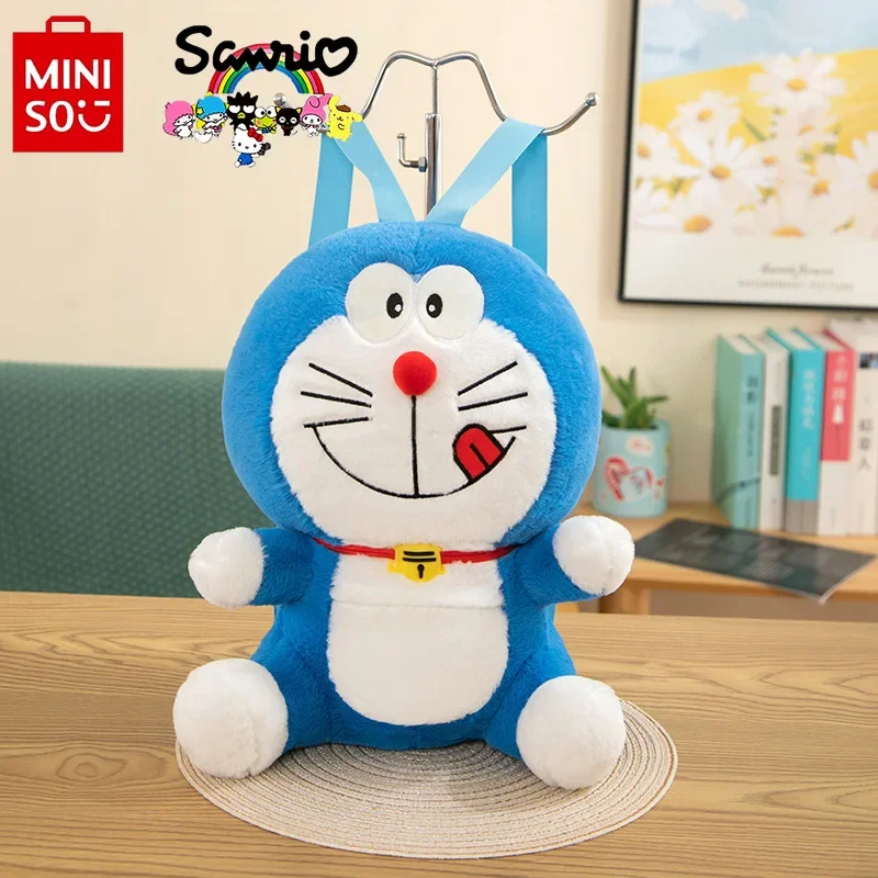 

MINISO 2025 New Women's Plush Backpack Fashion High Quality Children's Doll Backpack Cartoon Large Capacity Girl Mini Backpack