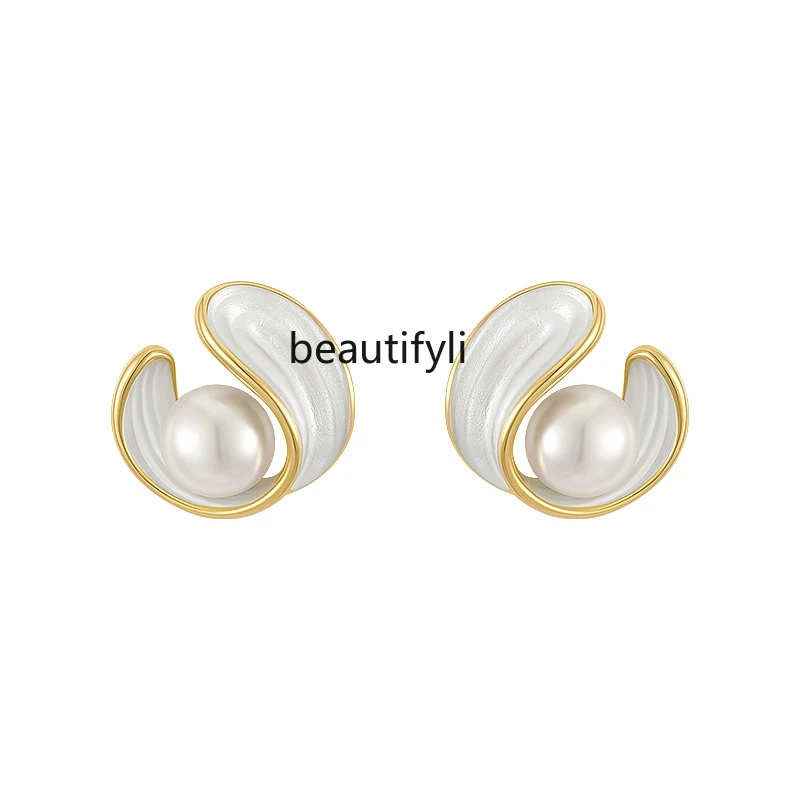 Cool Style Unique Light Luxury Earrings Exquisite Refined Grace Special-Interest Design High-Grade Pearl Earrings