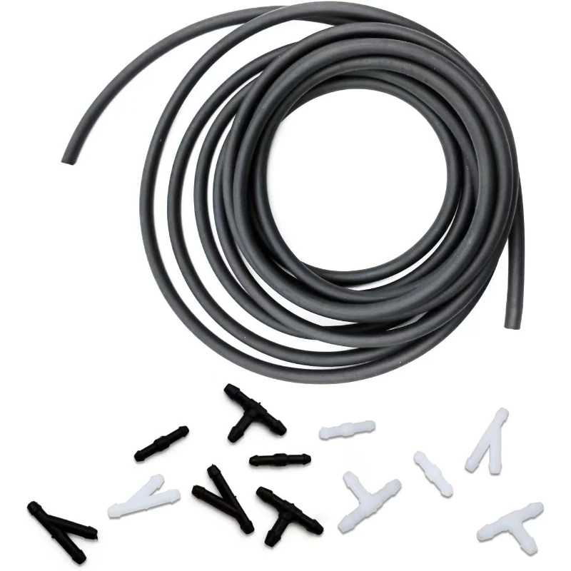 Windshield washer fluid hose, suitable for most car windshield washer hoses, includes a nozzle and a hose clamp