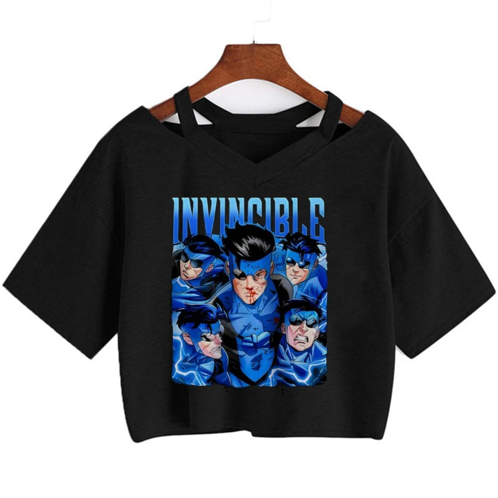 Invincible Hero Mark crop top ladies cute japanese jojifuku streetwear manga t shirt streetwear meme anime