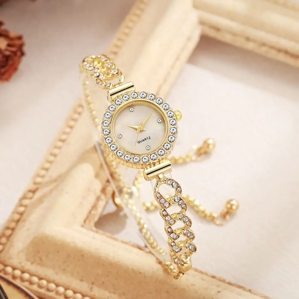 New Elegant Bracelet Watch Rhinestone Adjustable Quartz Watch Chain Pendant Wrist Watch Women Girls