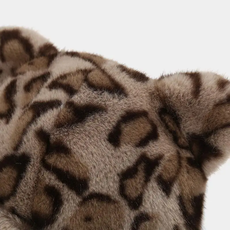 652F Kids Ushanka Head Wrap Thicken Furry Bear Hat for Climbing Skiing Sports Headwear Ushanka Bear Hat Oversized Headwear