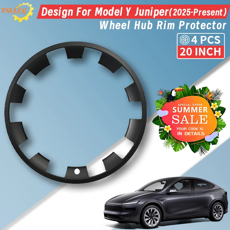 

TSLLUG 4PCS Design For Tesla Model Y Juniper 2025-2026 20-inch Ring Protection Wheel Hub Rim Protector Accessorie for Tesla