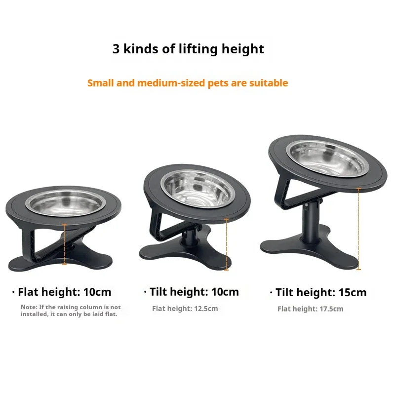 Pet Tall Bowl Cat Bowl Height Adjustable Stainless Steel Anti-Knock Cat Bowl Pet Supplies