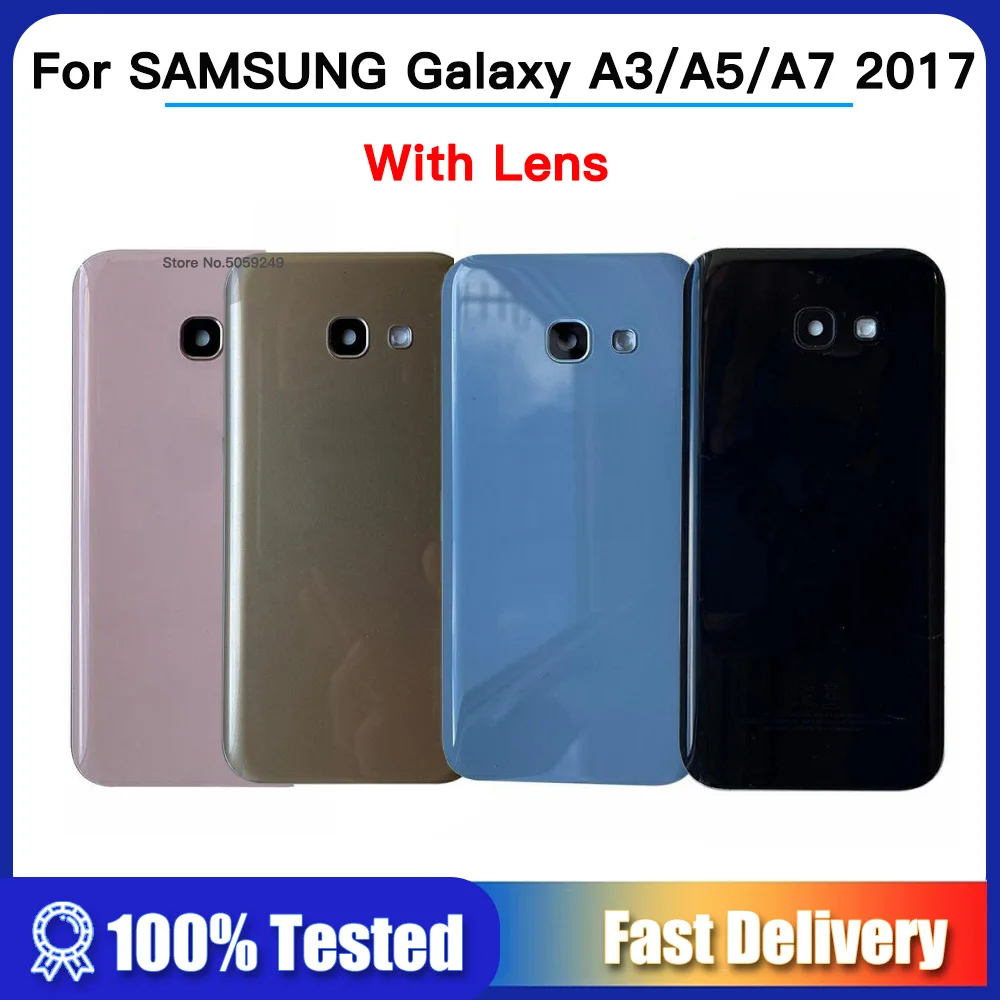 Back Door Rear Glass Battery Cover Replacement For Samsung A3 A5 A7 2017 A320 A520 A720 A320F A520F A720F Battery Back Case lens