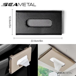 SEAMETAL Car Sun Visor Plate Tissue Box Auto Interior Paper Towel Storage Bag Carbon Fiber Sun Visor Tissue Holder Accessories